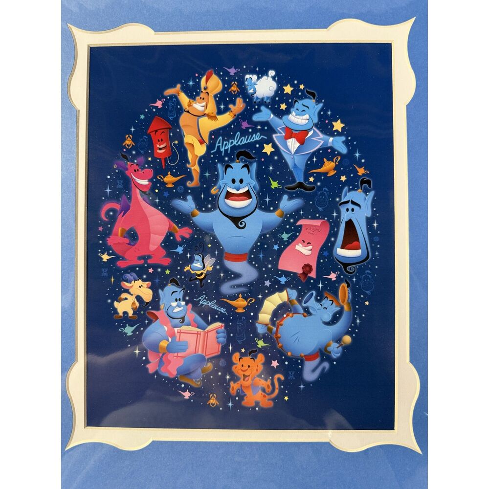Disney Parks Aladdin Genie of the Lamp Jerrod Maruyama Art Print 14x18 Matted
